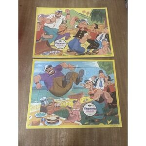 VINTAGE Jaymar Frame Tray Puzzles Popeye Olive Cartoons Inlaid Set Of 2